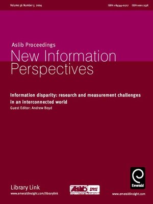 cover image of Aslib Proceedings: New Information Perspectives, Volume 56, Issue 5